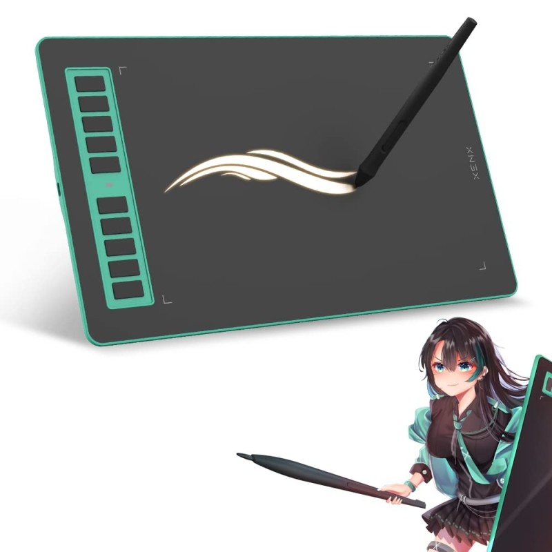 XENX Digital Graphics Drawing Tablet P3-1060 8192 Levels Pressure Sensitivity, 10x6.25 Inch, Green