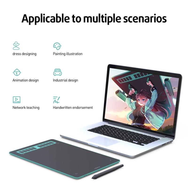 XENX Digital Graphics Drawing Tablet P3-1060 8192 Levels Pressure Sensitivity, 10x6.25 Inch, Green