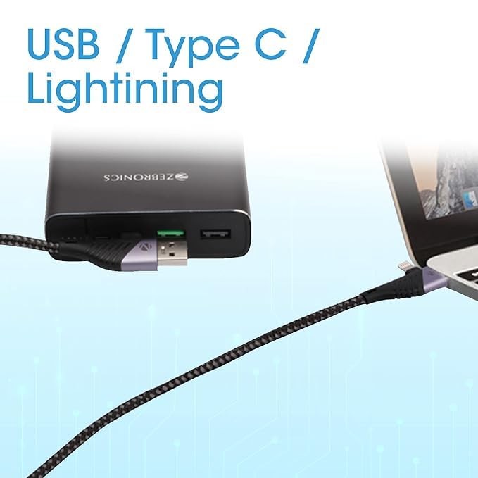 Zebronics 4 in 1 Charging Cable ZEB 65 Watts PD Fast Charging Dark Black