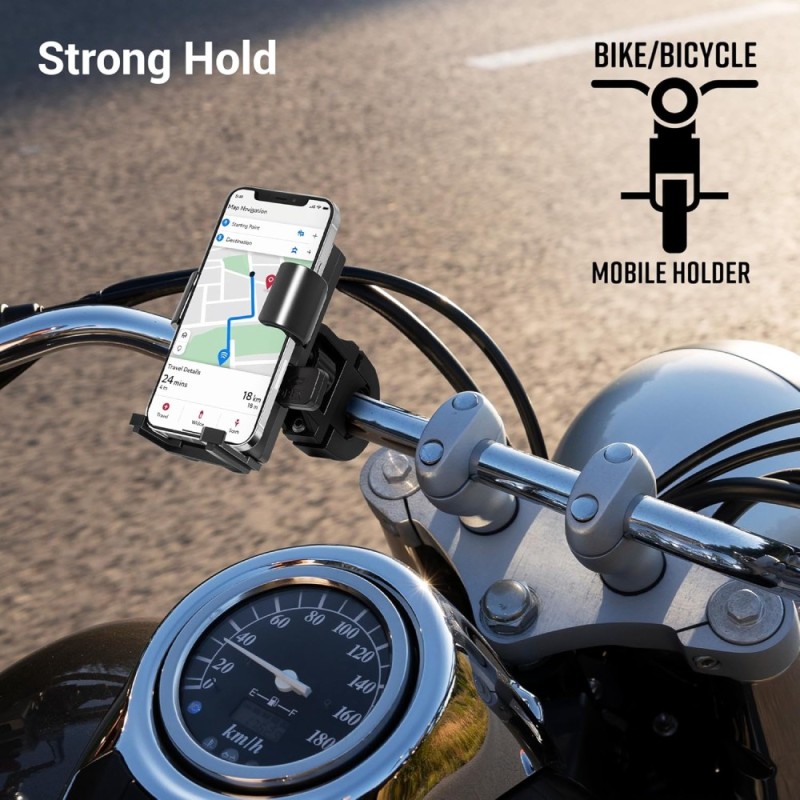 ZEBRONICS Bike Smartphones Mobile Holder ZEB-BMH110 Up to 6.1 Inches 360° Rotatable Black
