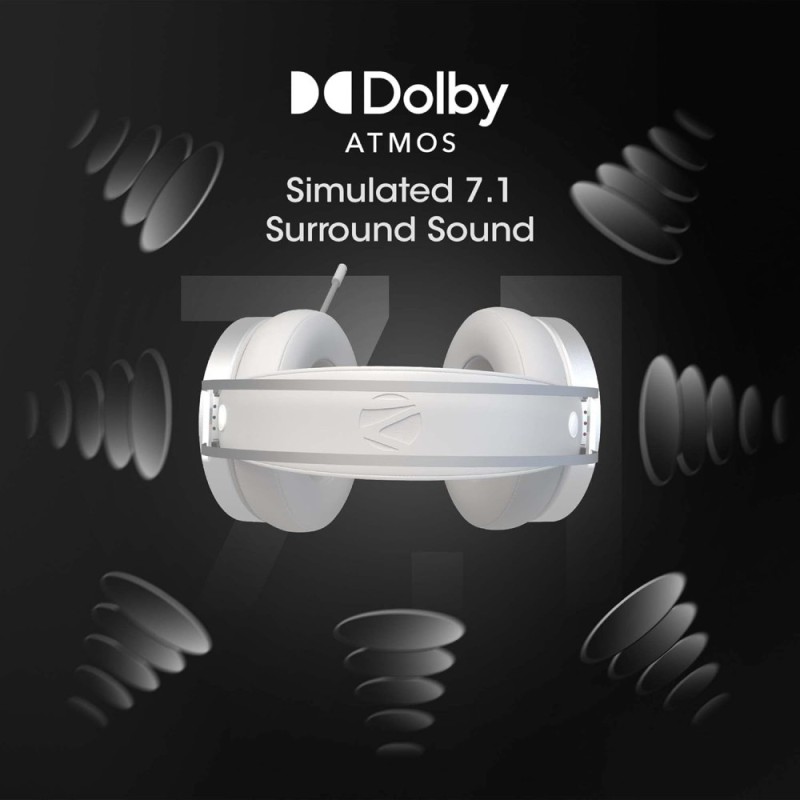 ZEBRONICS Blitz Over Ear Gaming Headphone Dolby Atmos 7.1 Surround White