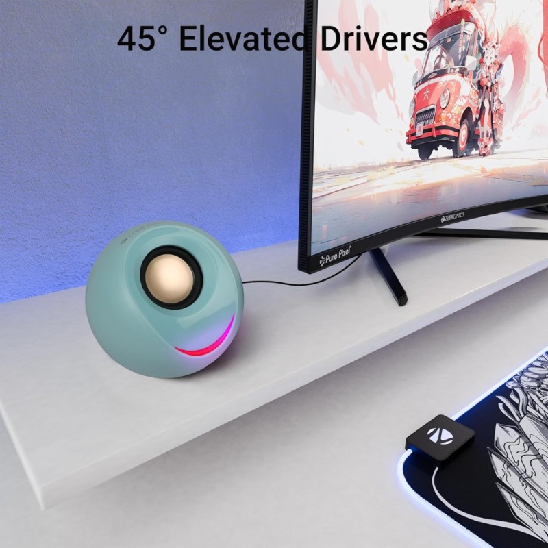 ZEBRONICS Computer Speakers ZEB-BLUES 8W RMS Dual Drivers Sky Blue