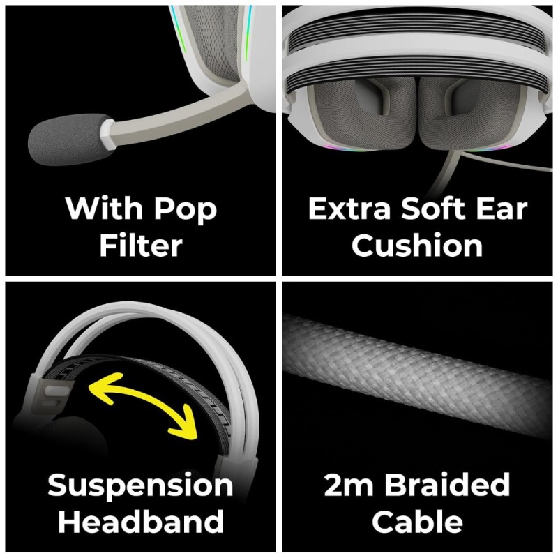 ZEBRONICS Gaming Headphone ZEB-HAVOC 50mm Drivers Dolby Atmos White