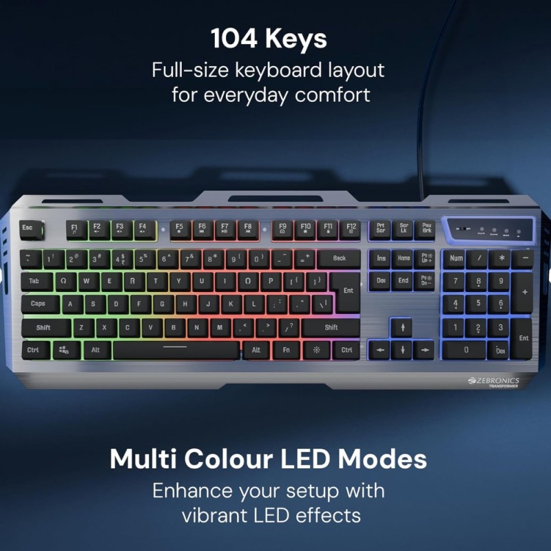 Zebronics Gaming Keyboard and Mouse Combo 8906108613482 Wired USB Black