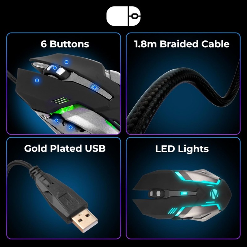 ZEBRONICS Gaming Keyboard & Mouse Combo ZEB-OPTIMUS 117 Keys Multicolor LED Black