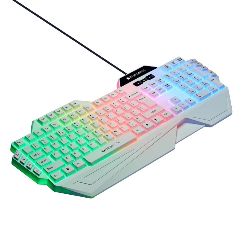 ZEBRONICS Gaming Keyboard & Mouse Combo ZEB-OPTIMUS White 3600 DPI Multicolor LED