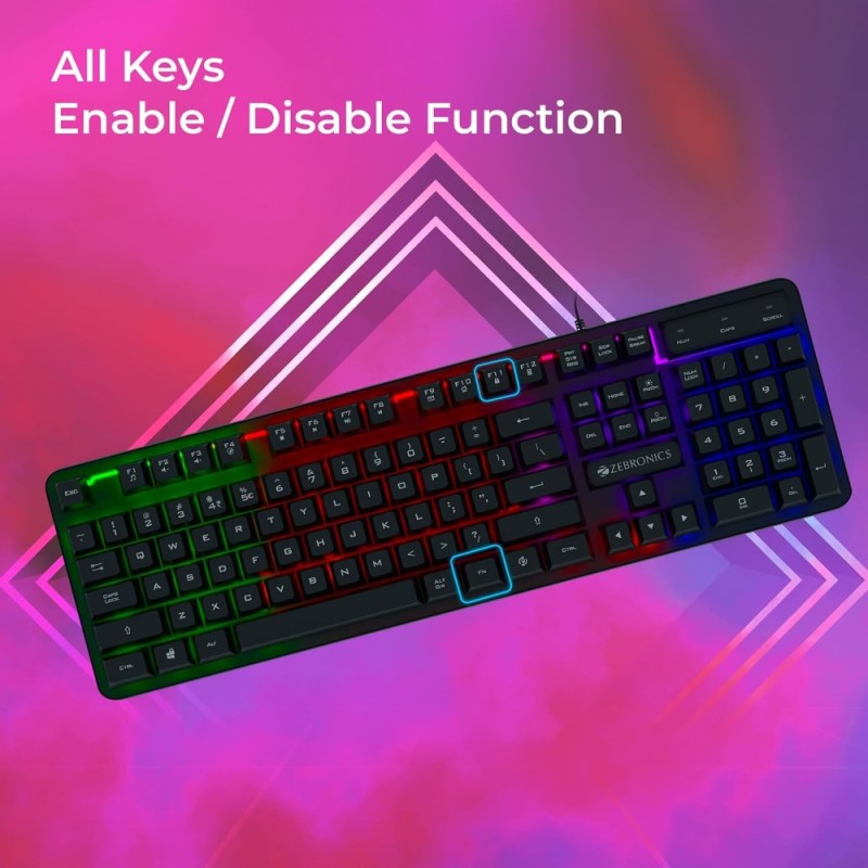 ZEBRONICS Gaming Keyboard ZEB-TRANSFORMER K1 104 Keys Black