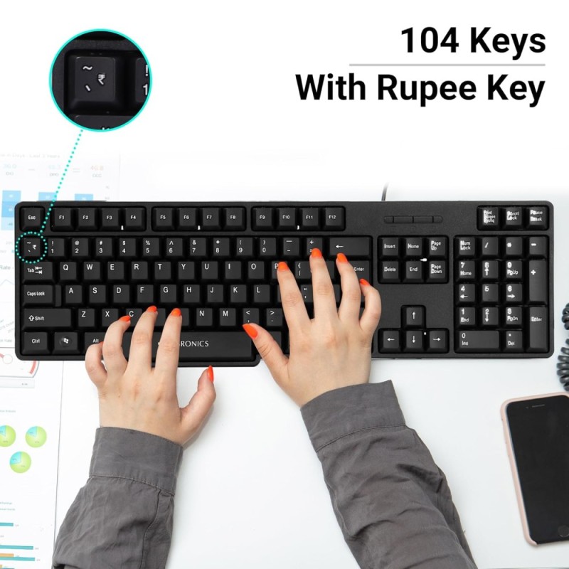 Zebronics Keyboard & Mouse Combo ZEB-JUDWAA 750 104-Key Black