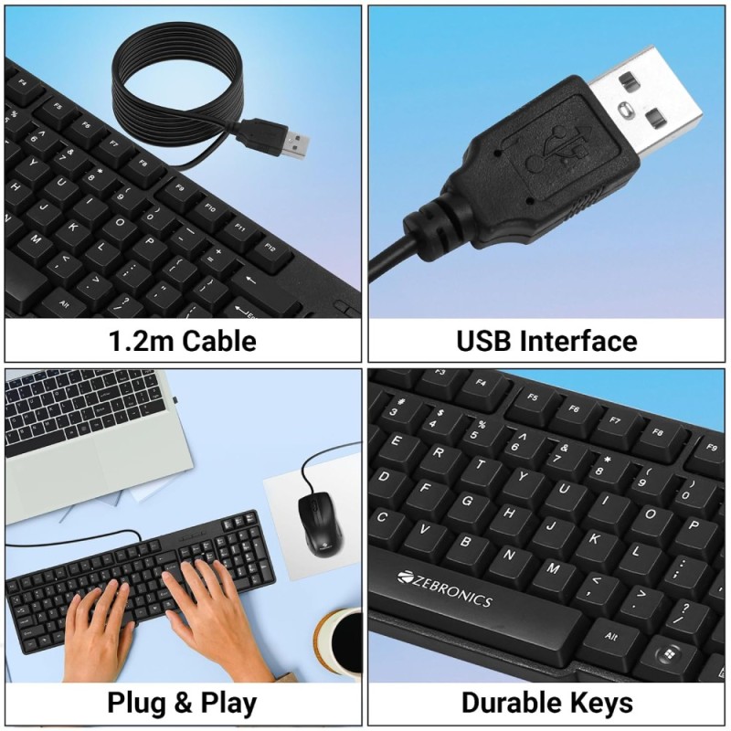 Zebronics Keyboard & Mouse Combo ZEB-JUDWAA 750 104-Key Black