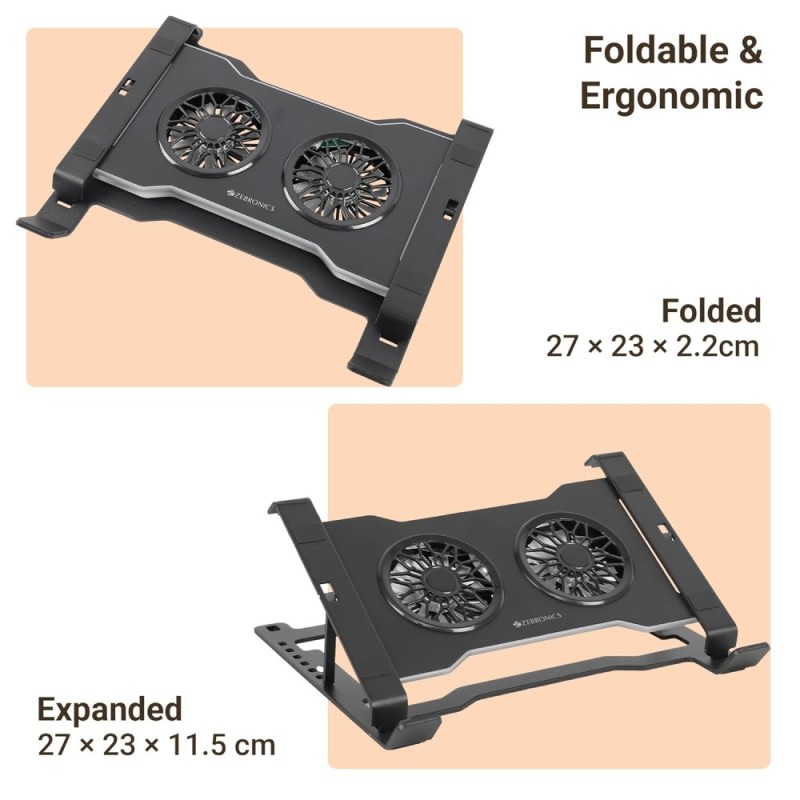 Zebronics Laptop Stand ZEB-NS5000 Dual Fan Adjustable Black
