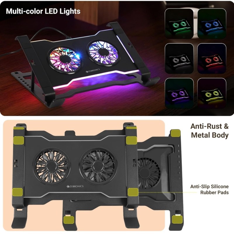 Zebronics Laptop Stand ZEB-NS5000 Dual Fan Adjustable Black