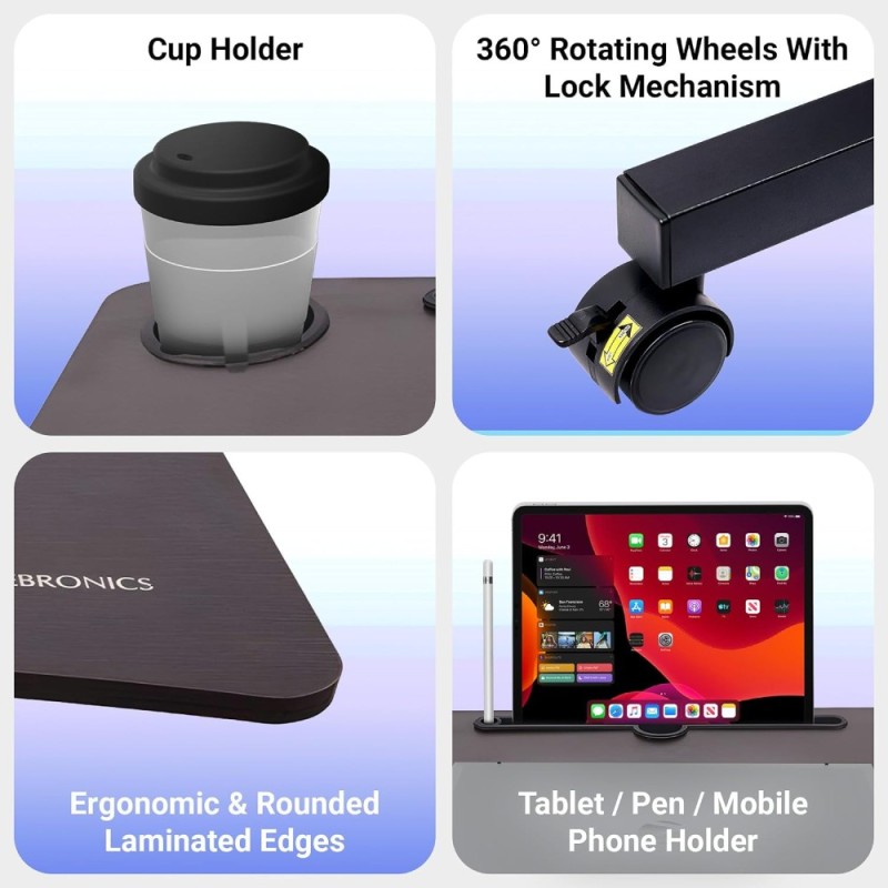 ZEBRONICS Laptop Table ZEB-DOW Y1 Adjustable Height Black