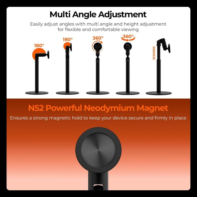 ZEBRONICS Magnetic Mobile Stand ZEB 360° Rotation Height Adjustable Black
