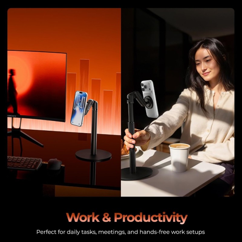 ZEBRONICS Magnetic Mobile Stand ZEB 360° Rotation Height Adjustable Black