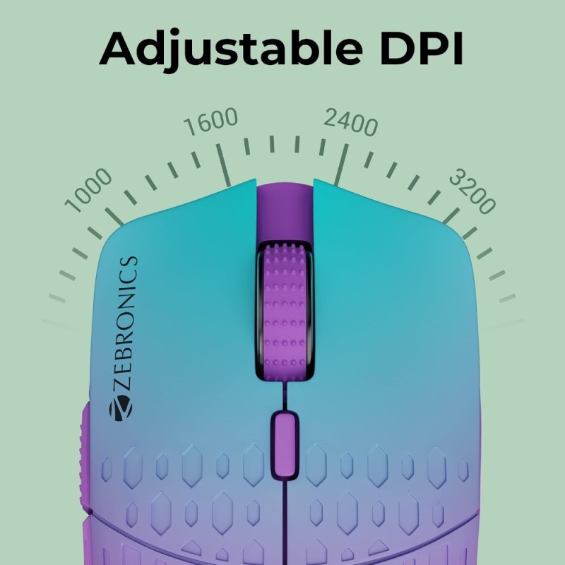 ZEBRONICS Marine Wireless Mouse 6 Buttons 4 DPI Purple