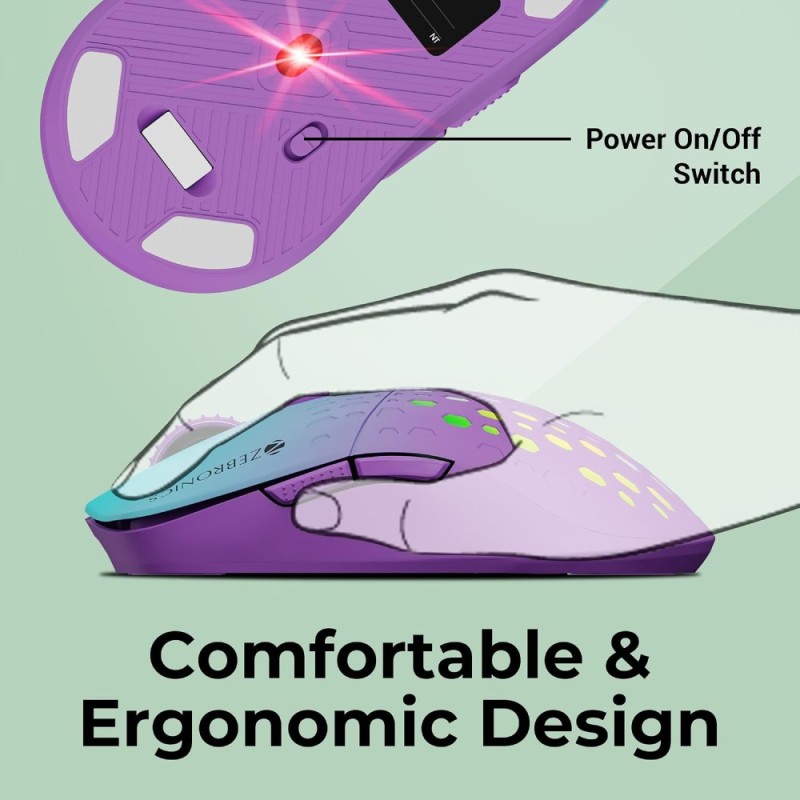 ZEBRONICS Marine Wireless Mouse 6 Buttons 4 DPI Purple