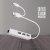 ZEBRONICS Multiport Hub ZEB-TA200UR 4-in-1 Adapter, 3 USB Ports, RJ45 Port, White