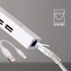 ZEBRONICS Multiport Hub ZEB-TA200UR 4-in-1 Adapter, 3 USB Ports, RJ45 Port, White