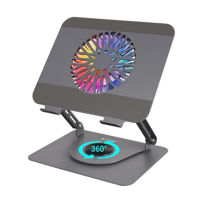 ZEBRONICS NS4000 PRO Rotatable Laptop Stand, Upto 17 Inch, 360° Rotation, Detachable RGB Fan, Carbon Steel