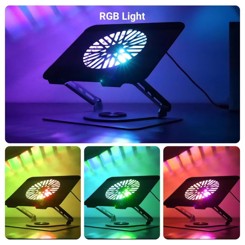 ZEBRONICS NS4000 PRO Rotatable Laptop Stand, Upto 17 Inch, 360° Rotation, Detachable RGB Fan, Carbon Steel