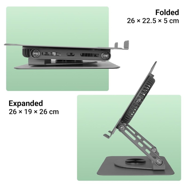 ZEBRONICS NS4000 PRO Rotatable Laptop Stand, Upto 17 Inch, 360° Rotation, Detachable RGB Fan, Carbon Steel