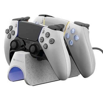 ZEBRONICS PS5 Controller Charging Dock Rapid Charging Dual Pogo Pins White