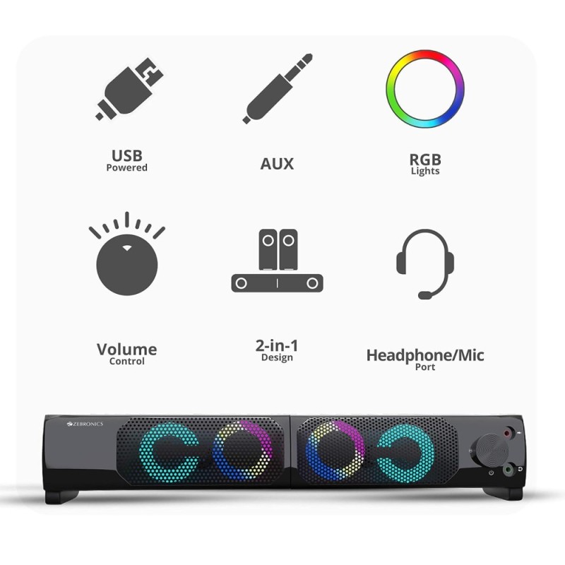 ZEBRONICS Speaker GC-RB-2752 10W RMS USB Powered Black