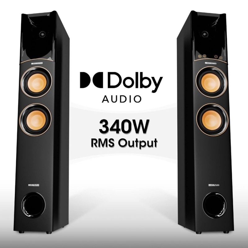 ZEBRONICS Tower Speaker ZEB 340W RMS, Dolby Audio, Bluetooth 5.0, Black