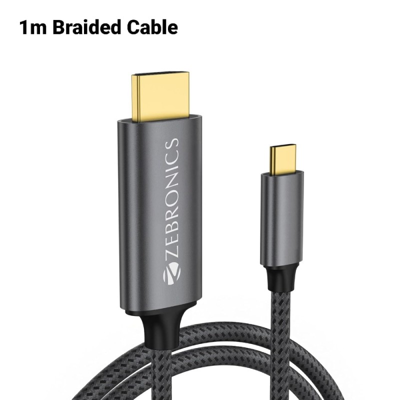 Zebronics Type C to HDMI Cable Zeb-Cha20 1m 4K 60Hz Black