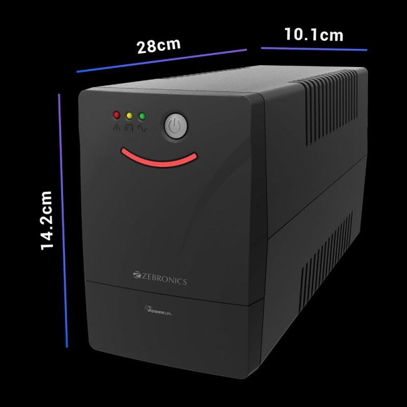 ZEBRONICS UPS System Zeb-MLS755 600VA 360W Micro Load Black