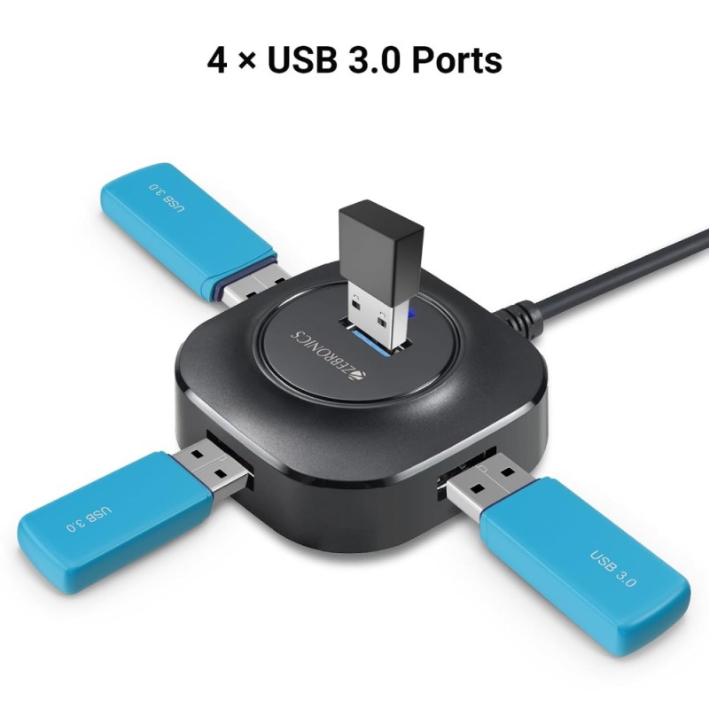 ZEBRONICS USB Hub ZEB-400HB 4 Ports USB 3.0 Black