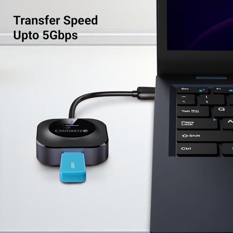 ZEBRONICS USB Hub ZEB-400HB 4 Ports USB 3.0 Black