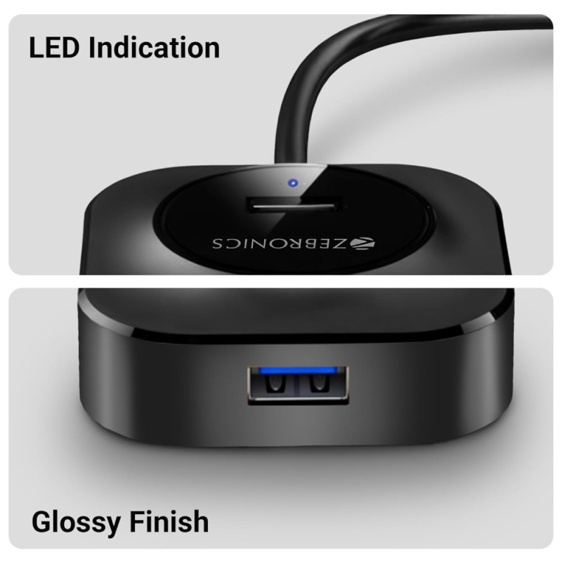 ZEBRONICS USB Hub ZEB-400HB 4 Ports USB 3.0 Black