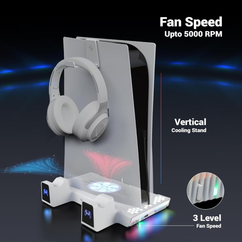 ZEBRONICS Vertical PS5 Docking Station ZEB-PS5SC 3 Level Fan White