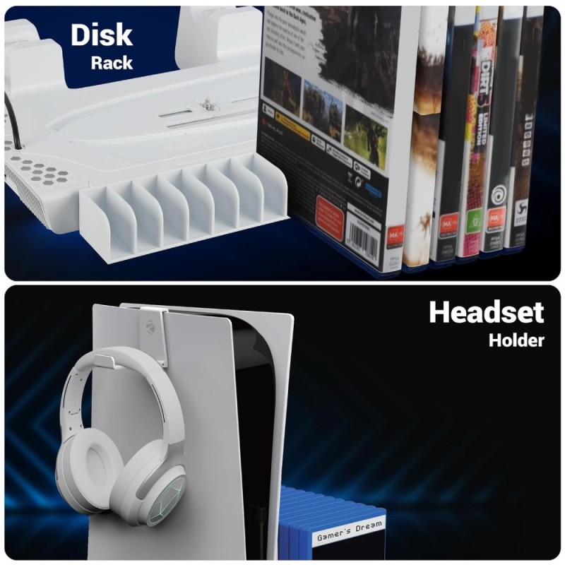 ZEBRONICS Vertical PS5 Docking Station ZEB-PS5SC 3 Level Fan White