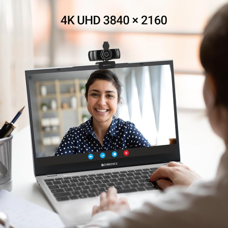 ZEBRONICS Webcam ZEB-PURE PLUS 4K UHD 30 FPS Dark Black