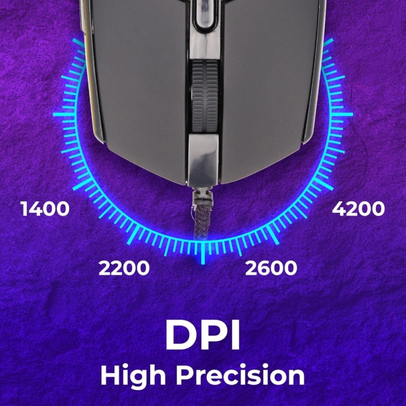 ZEBRONICS Wired Gaming Mouse ZEB-Mouse 4200 DPI 6 Buttons Black