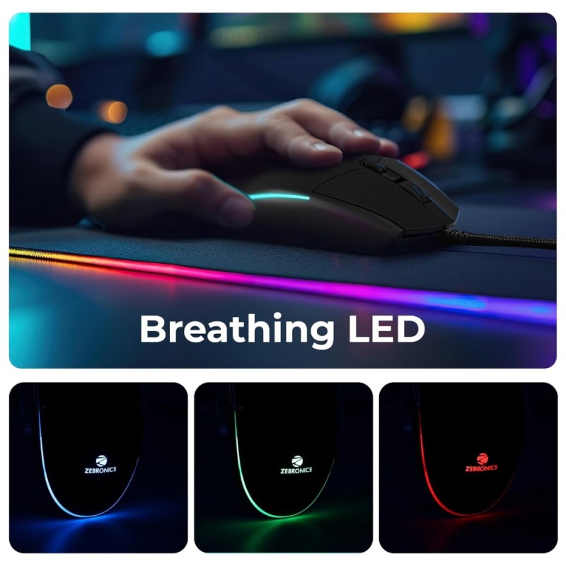 ZEBRONICS Wired Gaming Mouse ZEB-Mouse 4200 DPI 6 Buttons Black