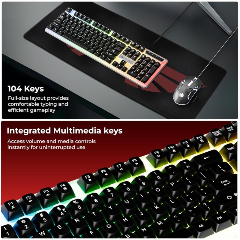 Zebronics Wired Keyboard & Mouse Combo ZEB 104-Key 1200 DPI Ergonomic White+Black