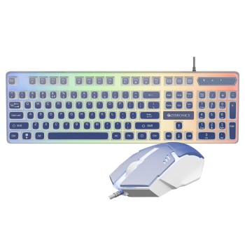 ZEBRONICS Wired Keyboard & Mouse Combo ZEB-War 2 104-Key 1200 DPI White + Blue