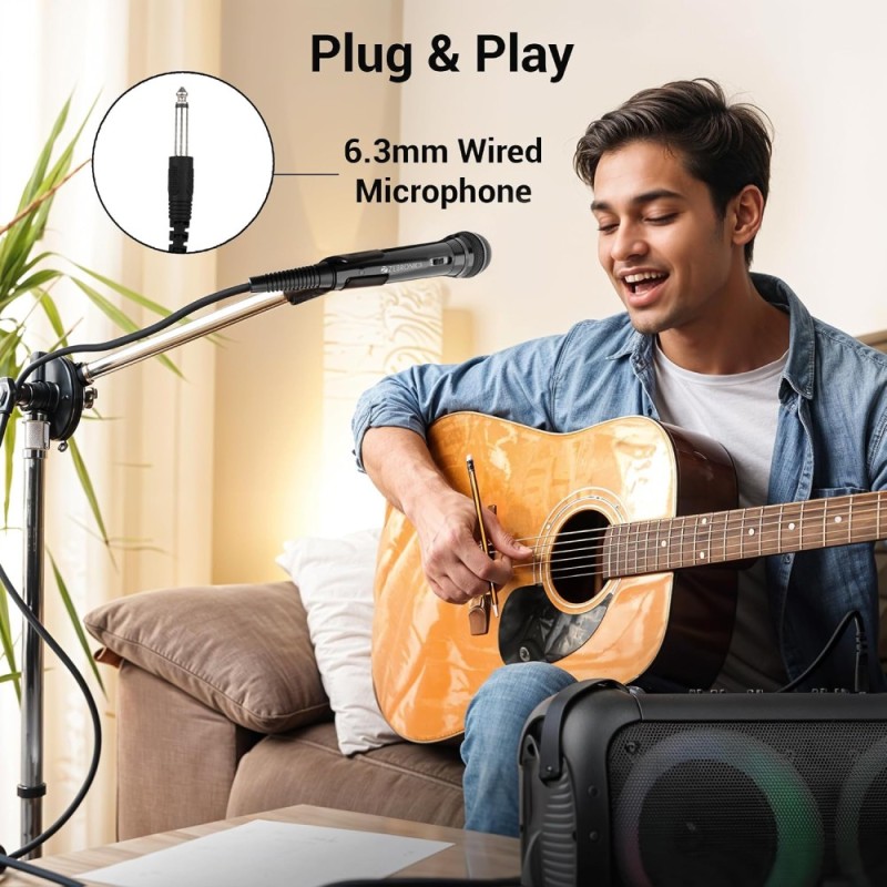 Zebronics Wired Microphone ZEB-MP100 High Sensitivity Dynamic Black