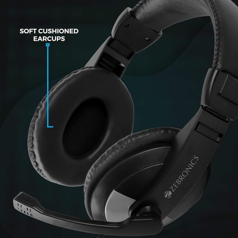 ZEBRONICS Wired On Ear Headphone GC-RB-2914 40mm Drivers Black