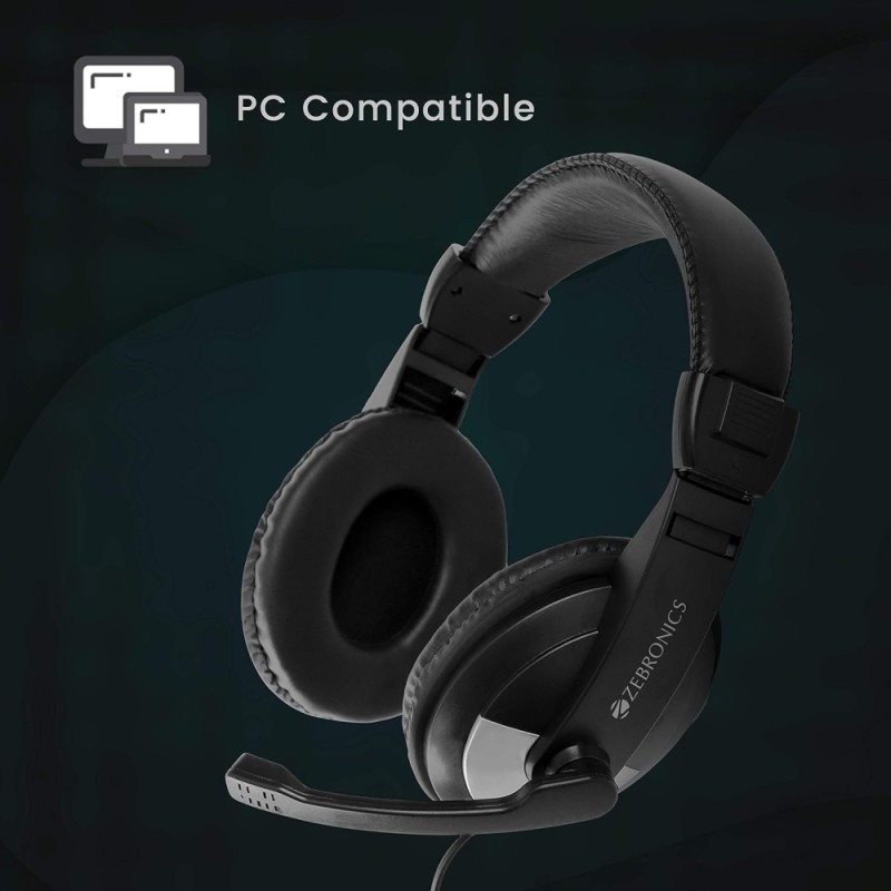 ZEBRONICS Wired On Ear Headphone GC-RB-2914 40mm Drivers Black
