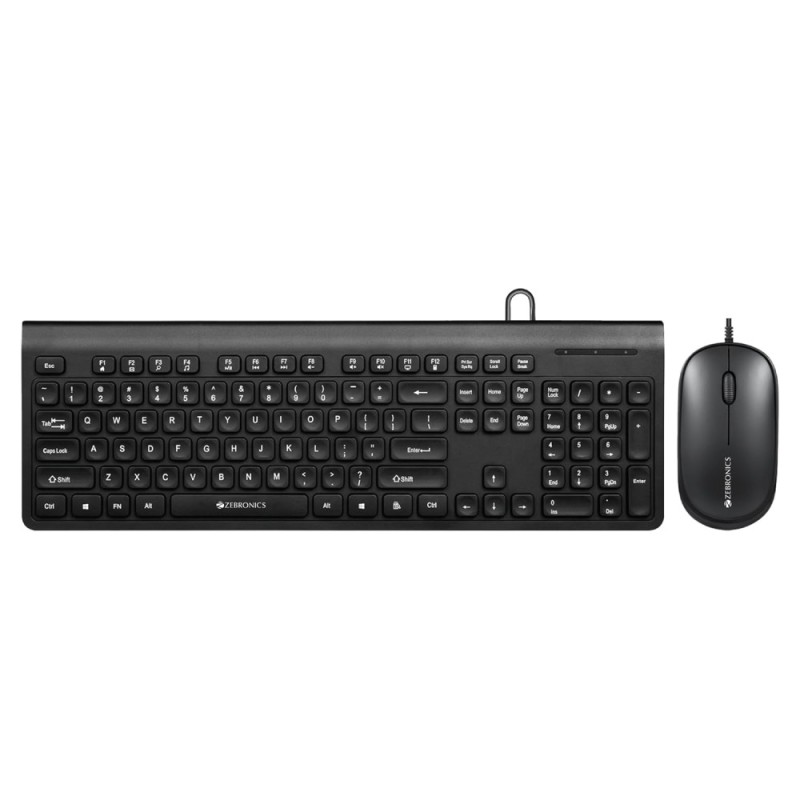 ZEBRONICS Wired USB Keyboard & Mouse Combo ZEB-JUDWAA 880 105 Keys 3 Button Mouse Black