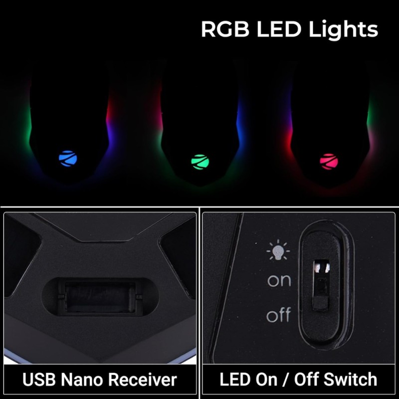 ZEBRONICS Wireless Gaming Mouse ZEB-SHARK LITE 4600 DPI RGB Black
