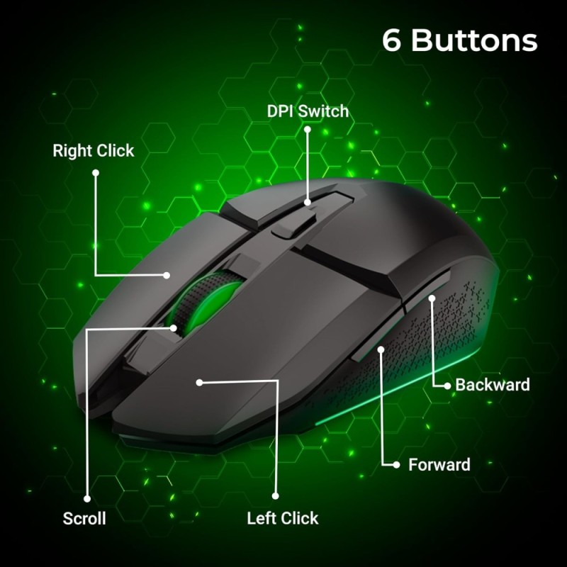 ZEBRONICS Wireless Gaming Mouse ZEB-SHARK LITE 4600 DPI RGB Black