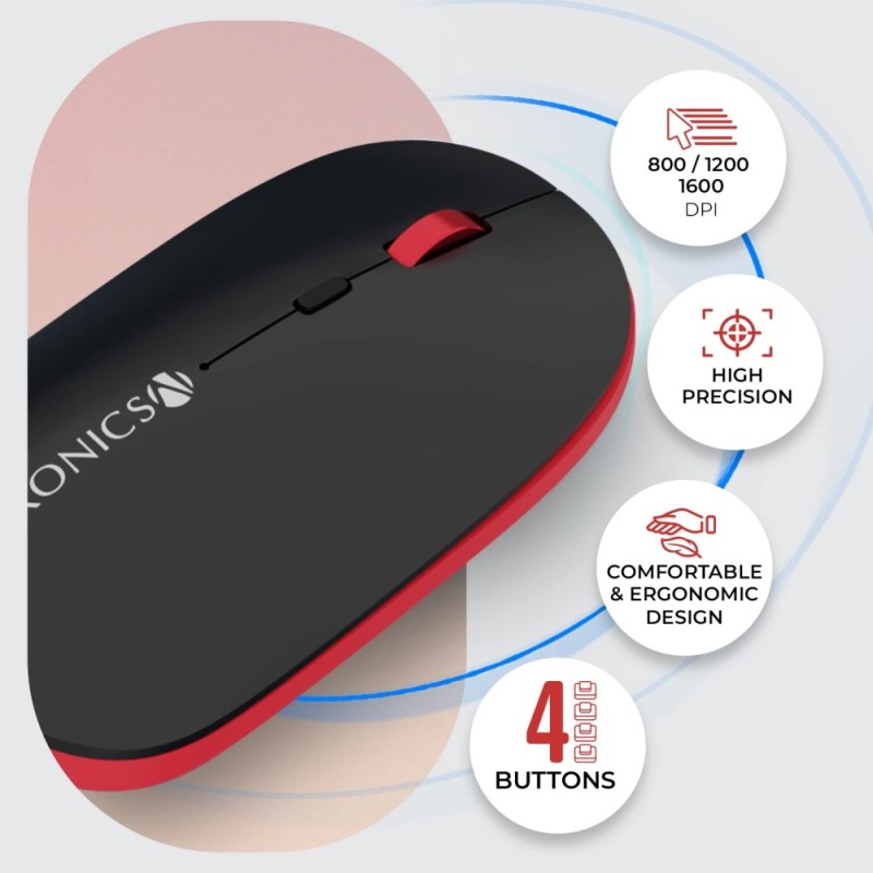 Zebronics Wireless Keyboard and Mouse Combo ZEB-COMPANION 114 2.4GHz Ergonomic Smartphone Holder Red + Black