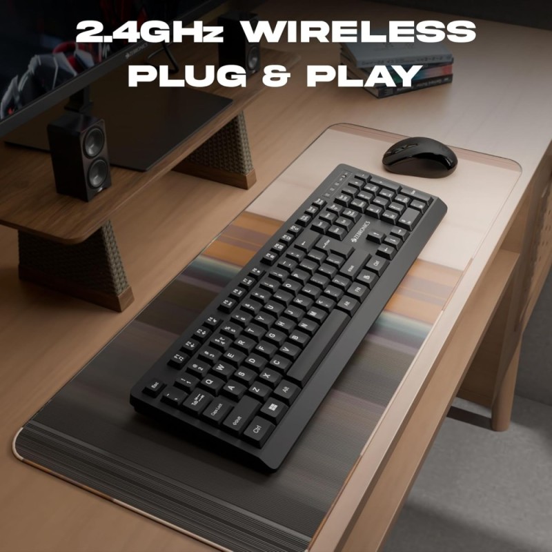 Zebronics Wireless Keyboard & Mouse Combo ZEB 104 Keys 1600 DPI Black