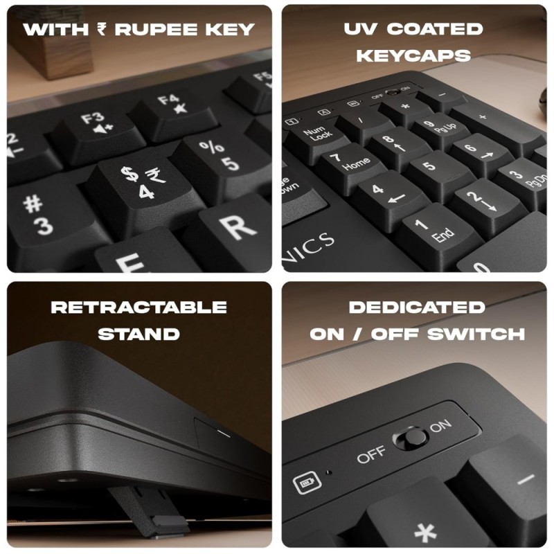 Zebronics Wireless Keyboard & Mouse Combo ZEB 104 Keys 1600 DPI Black