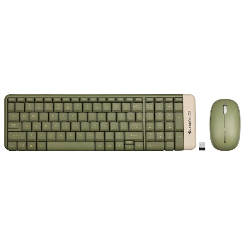 ZEBRONICS Wireless Keyboard & Mouse Combo Zeb-Companion 104 100 Keys Integrated Multimedia Keys Green
